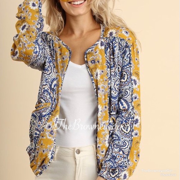 Jackets & Blazers - NEW Spring Royal And Mustard Paisley Print Jacket